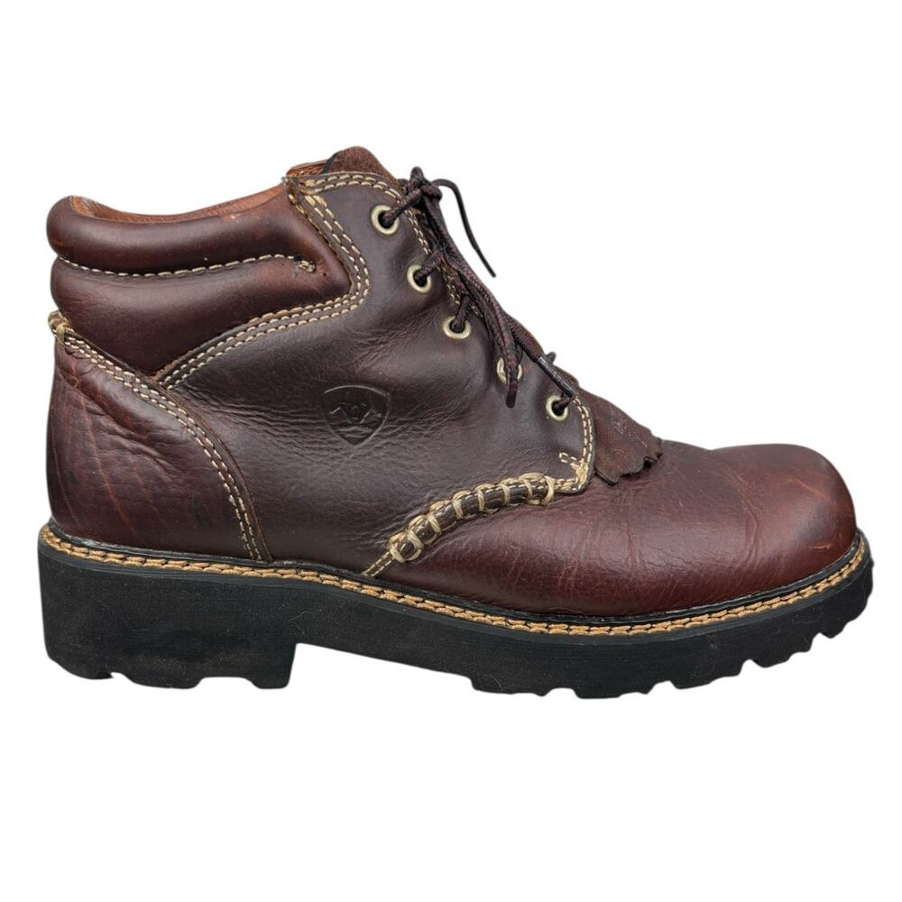 Ariat Dark Brown Leather Lace-Up Heeled Ankle Boots